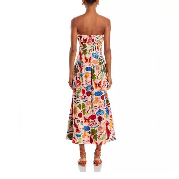 Farm Rio Bright Farm Strapless Linen Midi Dress Size L - Picture 12 of 16